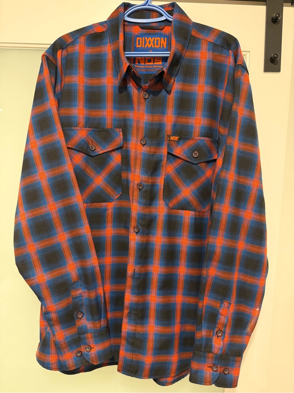 DIXXON Orange and Blue Plaid Long-Sleeve Button-Down Shirt